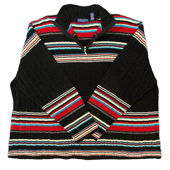 Karen Scott stripped quarter zip sweater - Picture 2 of 10